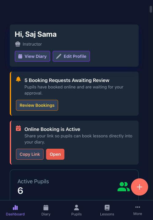 Dashboard on mobile