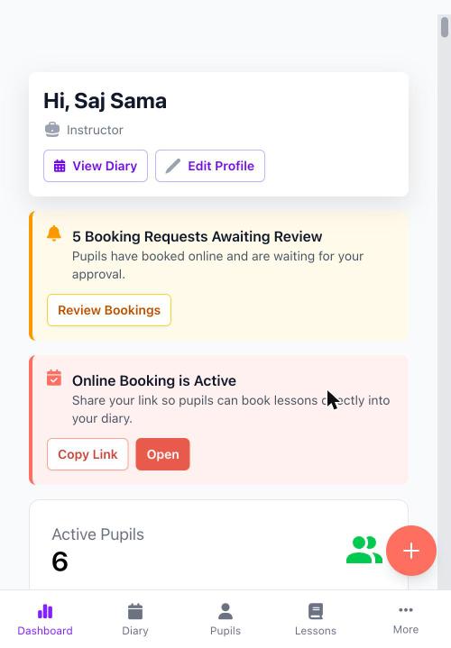 Dashboard on mobile