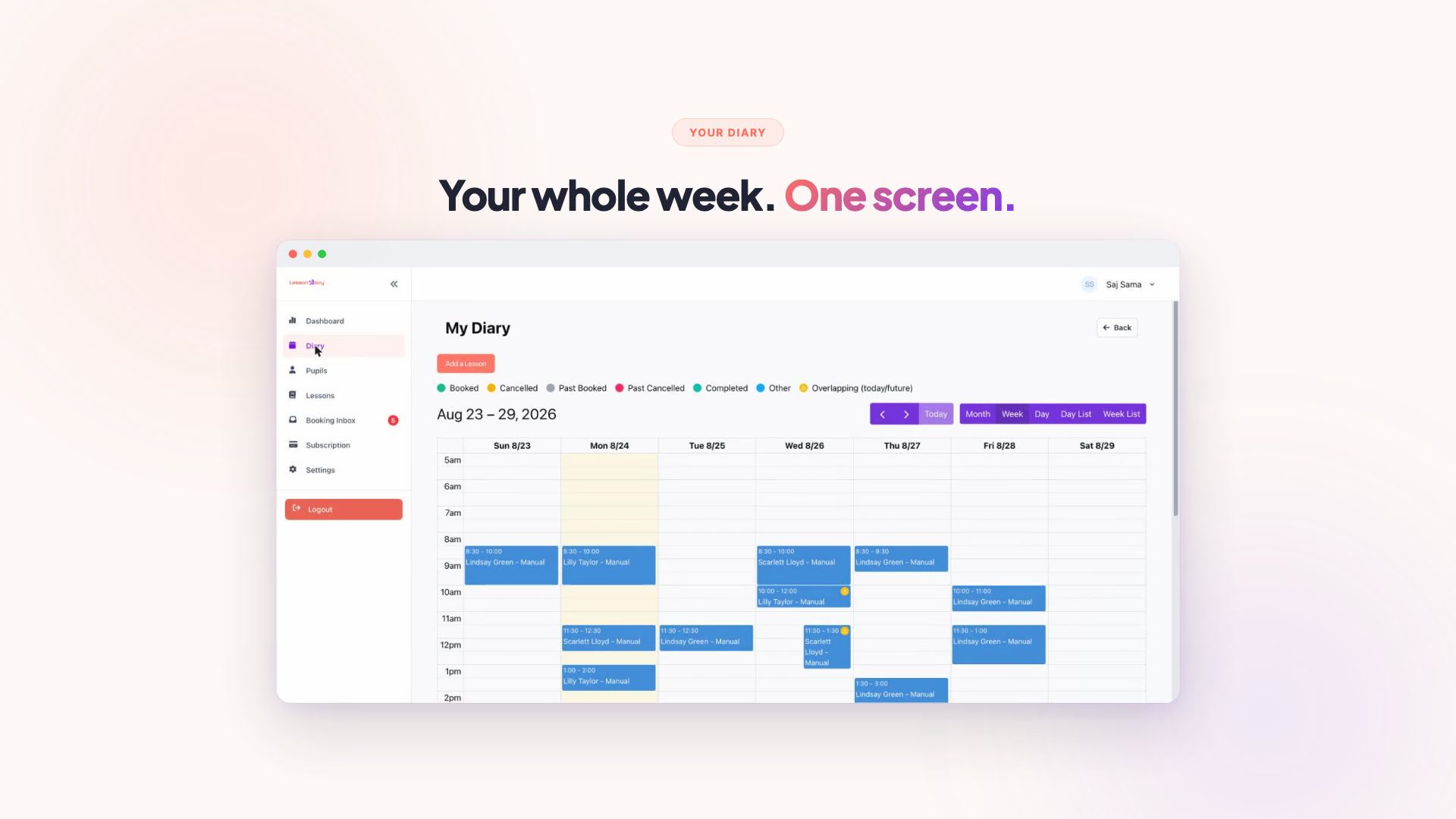 Lesson Diary product demo preview